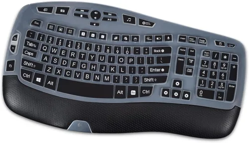 Vista 8 de Funda protectora para teclado Logitech K350 MK570 MK550, vinilo adhesivo para teclado Logitech K350 MK550 MK570, funda protectora de onda Negro