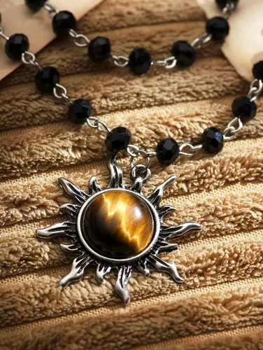 Vista 5 de Sacina Gothic Emo Grunge Sun Choker, Black Bead Choker Necklace, Black Jewelry, Gothic Goth Necklace, Halloween Christmas Jewelry Gift for Women