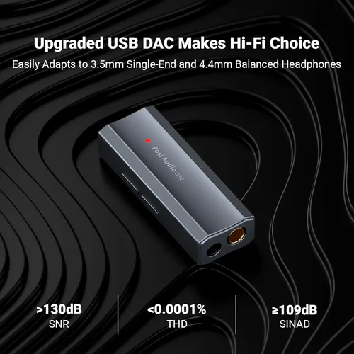 Vista 4 de Fosi Audio DS2 USB C a AUX Amplificador de auriculares DAC Dongle 0.138 in Jack Audio Amplificador portátil de doble salida DSD256 0.173 in