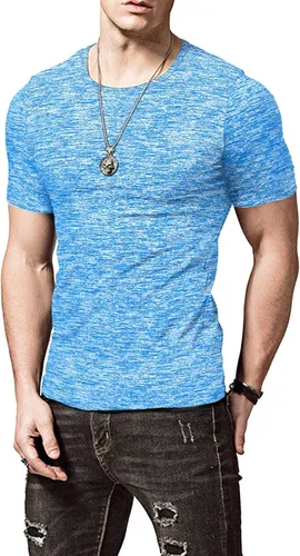 Vista 2 de KUYIGO Camisetas deportivas para hombre, camiseta deportiva para correr, gimnasio, entrenamiento, secado rápido, cuello redondo, camiseta