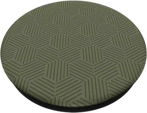 Vista 2 de Abstracto geométrico verde oliva, líneas verdes militares, PopSockets intercambiables PopGrip