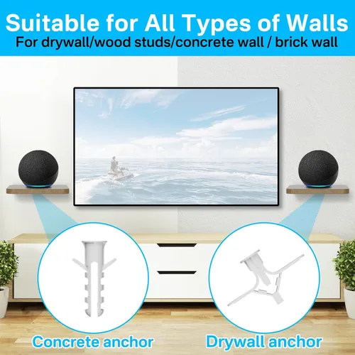 Vista 4 de Aiweiwa Soporte de pared para altavoz Echo Dot Max, Echo Studio, Echo Spot, Echo Show 5, soporte de pared Echo Pop, soporte de altavoz ajustable