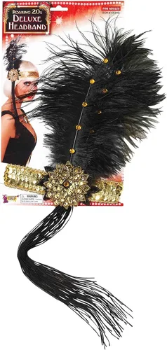 Vista 3 de Foro Novedades Roaring 20 de Flapper de lentejuelas diadema con plumas
