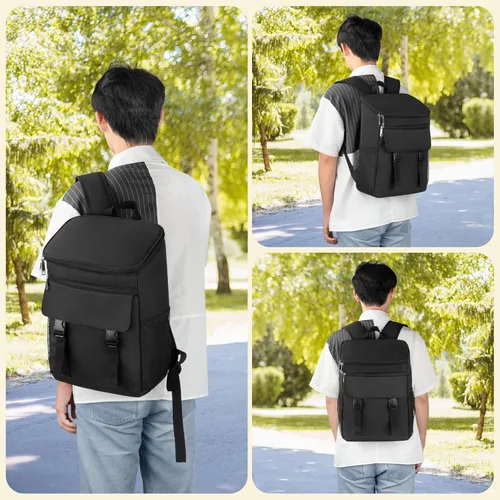 Vista 7 de Mochila enfriadora, 30 latas, mochila de almuerzo aislada para hombres y mujeres, bolsa térmica portátil a prueba de fugas para el trabajo, oficina