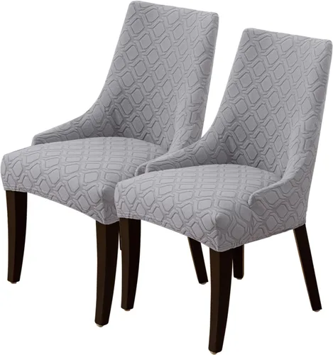 Vista 18 de Paquete de 2 fundas para silla lateral con respaldo de ala, fundas elásticas para sillas con respaldo geométrico rómbico, fundas para silla