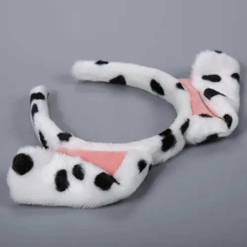 Vista 26 de CHEU Diadema dálmata con orejas de perro y cola para jugar en Halloween