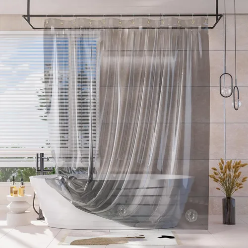 Vista 19 de AmazerBath Forro de cortina de ducha, 100% EVA, suave ámbar transparente, resistente, cortina de ducha y forro 2 en 1, 72 x 72 pulgadas, forro