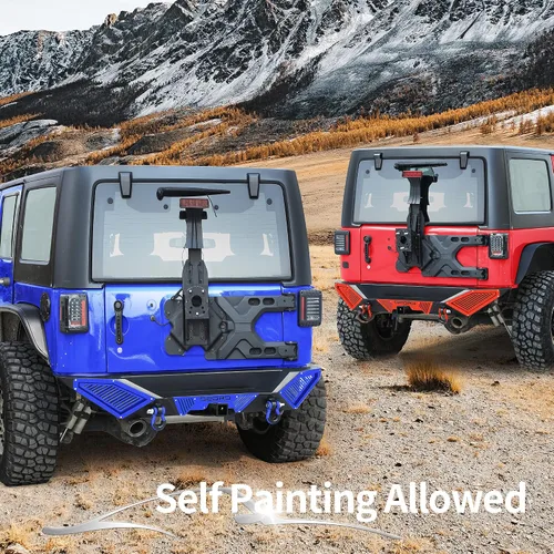 Vista 12 de OEDRO Combo de parachoques trasero compatible con Jeep Wrangler JK y Unlimited JKU 2007-2018 (2/4 puertas), todoterreno de ancho completo