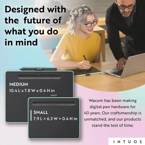 Vista 6 de Wacom CTL4100 Intuos - Tableta de dibujo con 3 programas de software incluidos, 7.9 "x 6.3", color negro.