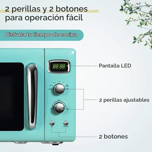 Vista 6 de SIMOE Horno microondas retro 0.9 pies cúbicos, 900W Compacto de encimera con 5 niveles de microondas y 8 funciones de cocción automática, bloqueo