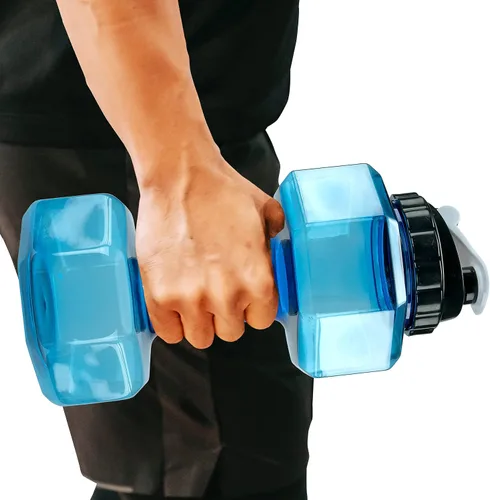 Vista 2 de Southern Homewares Botella de agua con forma de mancuernas de 2.2 L, para ejercicio, gimnasio, fitness, deportes, entrenamiento, portátil, Azul