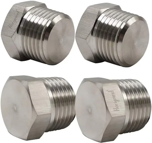 Vista 3 de NPT 1 rosca macho macho de acero inoxidable cabeza hexagonal accesorio de tubería de agua, se adapta al colector de latón de tapa (paquete de 2)