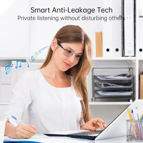 Vista 6 de AIRMARS Lentes inteligentes 2 en 1 para mujeres y hombres, lentes fotocromáticas + lentes grises degradadas, gafas Bluetooth con altavoz de oído