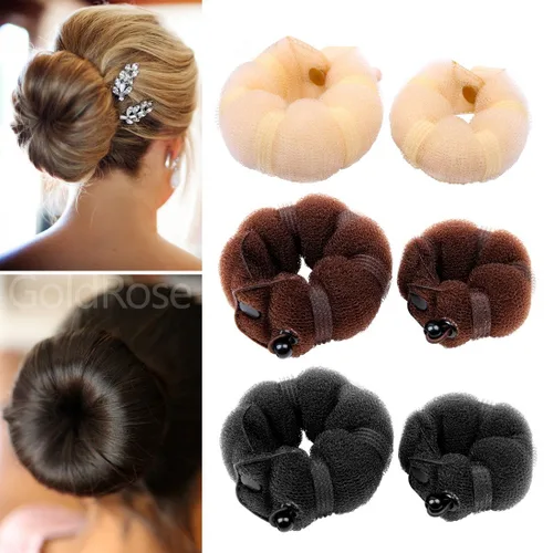Vista 6 de Goldrose Accesorio de peluquería de belleza, 2 piezas para hacer moños y rizadores en tamaño pequeño y grande (negro)