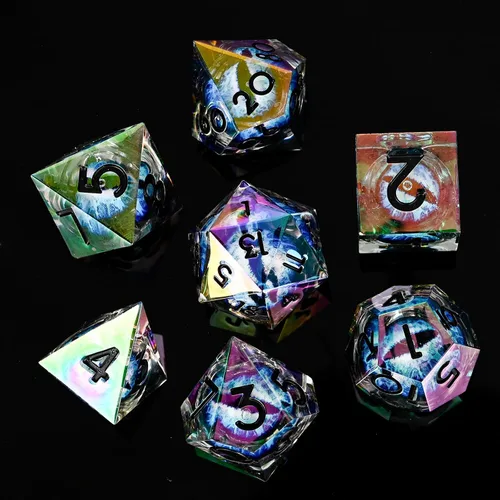 Vista 8 de DND - Juego de dados de metal, UBEUCK 7 piezas de dados de metal DND para cajas de juegos de mesa de Calabozos y Dragones