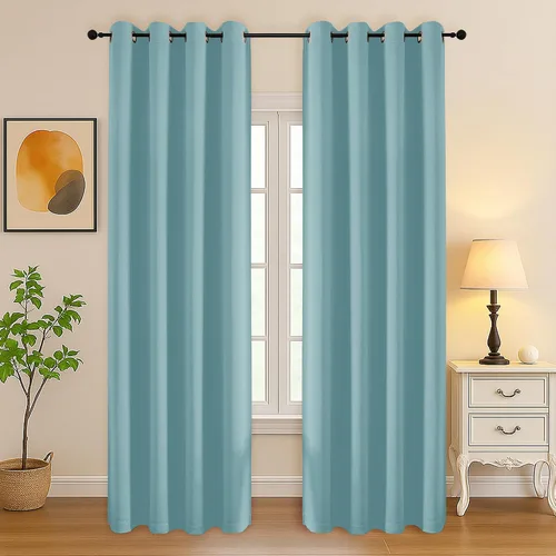 Vista 71 de Simplebrand Juego de 2 paneles de cenefa aguamarina para ventana de cocina de 14 pulgadas de largo, cortinas de oscurecimiento de habitación