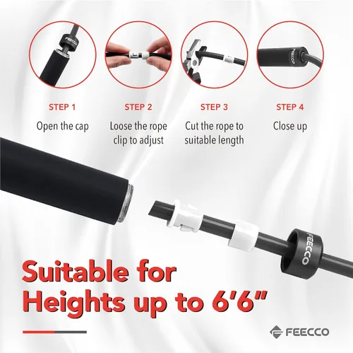 Vista 4 de FEECCO Weighted Jump Rope for Men, PVC Rope with Metal Handles and Ball Bearings