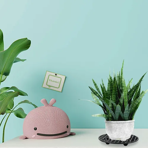 Vista 5 de 4 elevadores de macetas, soporte resistente, soporte redondo negro para plantas, elevadores de plástico de 8 pulgadas para interiores y exteriores
