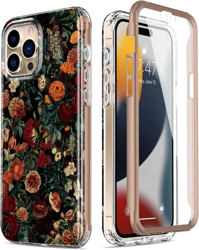 Vista 21 de Esdot Funda para iPhone 15 Pro con protector de pantalla integrado, funda duradera con diseños de moda para mujeres y niñas, elegante funda Piedra