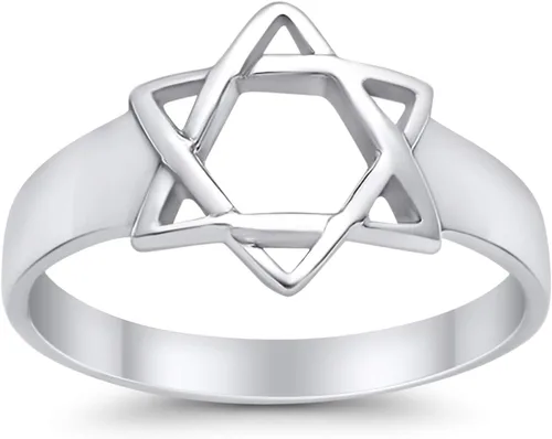 Vista 4 de Blue Apple Co. Anillo de estrella judía de plata de ley 925 con estrella de David Judaism