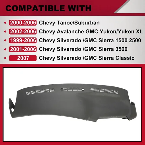 Vista 2 de HECASA Cubierta moldeada para tablero de salpicadero, color gris oscuro, compatible con Chevrolet Silverado GMC Sierra 1999-2007