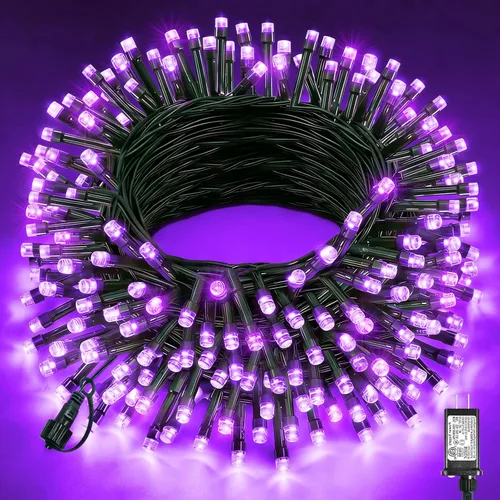 Vista 32 de Tira de luces LED de Navidad de 40 pies para exteriores, luces rojas y blancas de Navidad impermeables, 8 modos y temporizador, luces de árbol