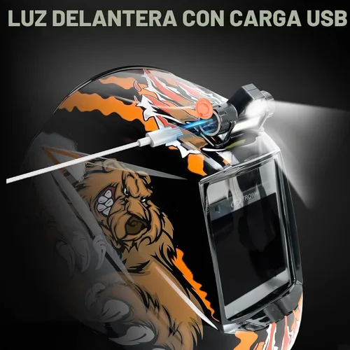 Vista 7 de TRQWH - Casco de soldadura con visión grande, oscurecimiento automático, con luz LED