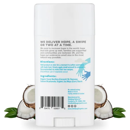 Vista 2 de Stinkbug Naturals - Desodorante orgánico sin aluminio con aceite de coco y aceites esenciales, sin parabenos, desodorante para piel sensible, 2.1