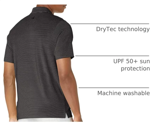 Vista 3 de Cutter & Buck Polo Drytec Forge a rayas de lápiz que absorbe la humedad para hombre Negro