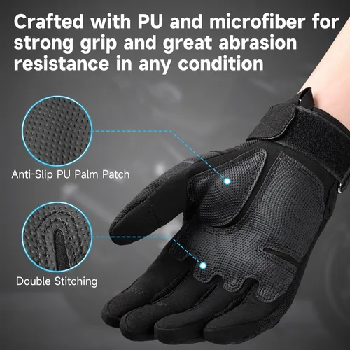 Vista 2 de Cierto Guantes de motocicleta para hombres y mujeres, guantes de conducción para pantalla táctil con protector de nudillos duro, palma