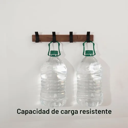 Vista 7 de Perchero de Pared - 15.7 Pulgadas Perchero de Ganchos de Madera de Nogal Montaje en Pared con 4 Ganchos de Aluminio Negro Ganchos de Abrigo