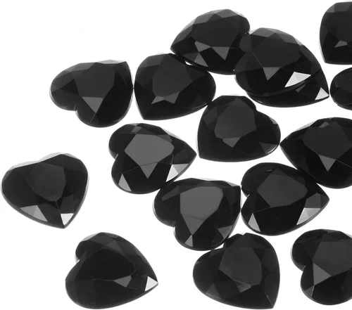 Vista 21 de MECCANIXITY 20 piezas de diamantes de imitación acrílicos de corazón de 0.787 pulgadas (0.787 in) con parte trasera plana, gemas de plástico