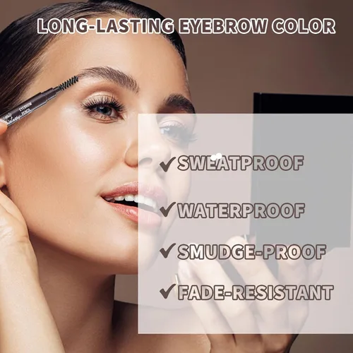 Vista 2 de 12 piezas de lápices de cejas negros impermeables para mujeres, lápiz de cejas retráctil de doble punta con cepillo, diseño de punta triangular, más