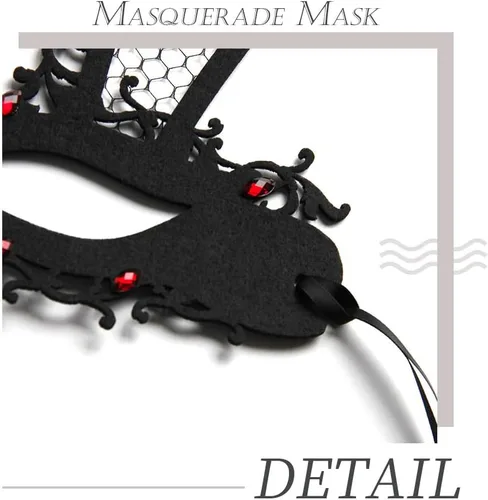 Vista 6 de Máscaras faciales con diamantes de imitación, color negro, brillante, para carnaval, Mardi Gras, para Halloween, Navidad, cosplay, fiesta, baile