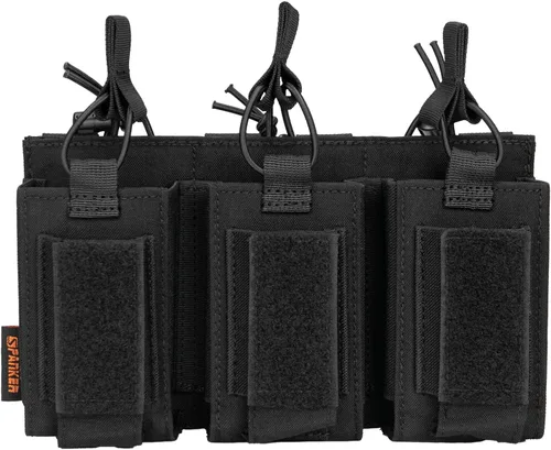 Vista 19 de EXCELENTE ELITE SPANKER - Funda de munición de tipo MOLLE con parte superior abierta, individual/doble/triple, para cargadores elásticos de rifle M4