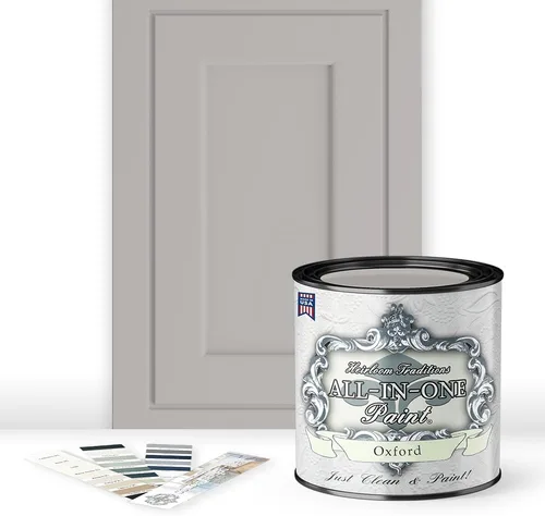 Vista 176 de Pintura TODO EN UNO, Abbey (gris cálido), Muestra de 8oz - Pintura duradera para gabinetes y muebles. Imprimación y capa superior incorporadas,
