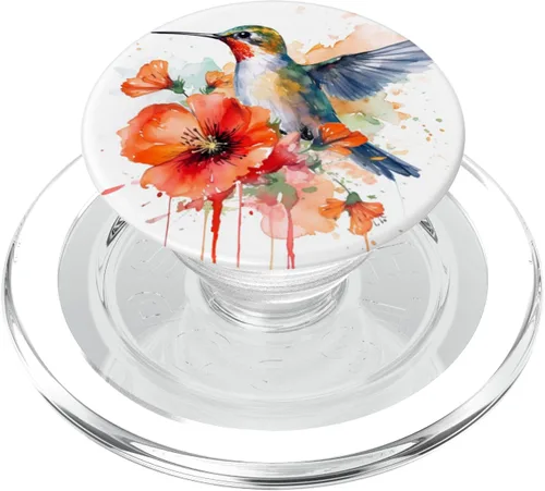 Vista 8 de PopSockets PopGrip intercambiables con diseño de flor de amapola