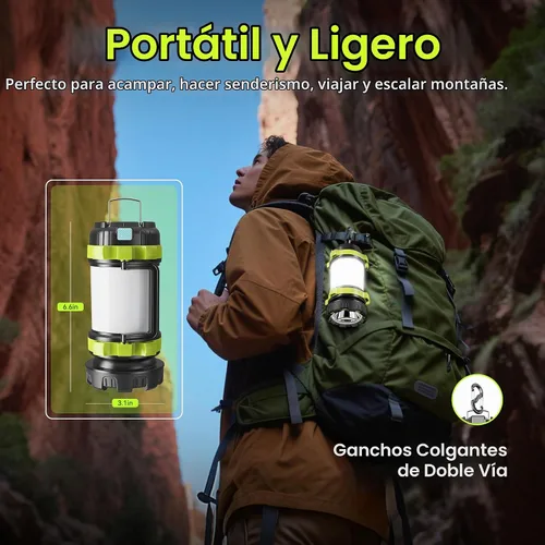 Vista 5 de Alpswolf - Linterna de campamento, linterna recargable y luz de emergencia