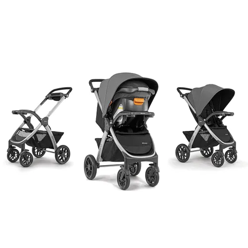 Vista 2 de Chicco Bravo - Sistema de viaje 3 en 1, cochecito plegable rápido con asiento de coche Brooklyn/Navy, baby stroller, KeyFit 30 car seat, newborn