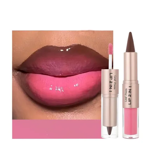Vista 91 de BAISEN DIARY 2 en 1 doble punta mate delineador de labios y brillo de labios, lápiz combinado de labios marrón nude degradado, delineador de labios