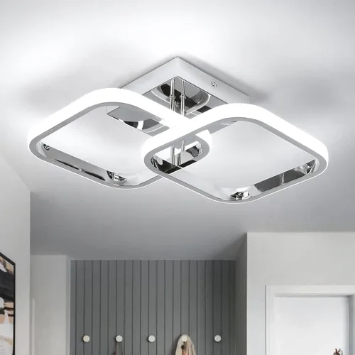 Vista 9 de CANEOE Lámpara LED de techo de pasillo de 15.75 pulgadas, lámpara de techo LED moderna cuadrada de 6000 K, lámpara de techo negra de 25 W para Negro
