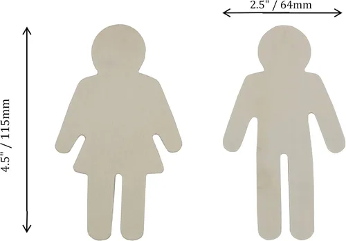 Vista 3 de Creative Hobbies Paquete de 24 formas de madera masculina y femenina de 4.5 pulgadas, rebanadas de madera natural para manualidades, pintura