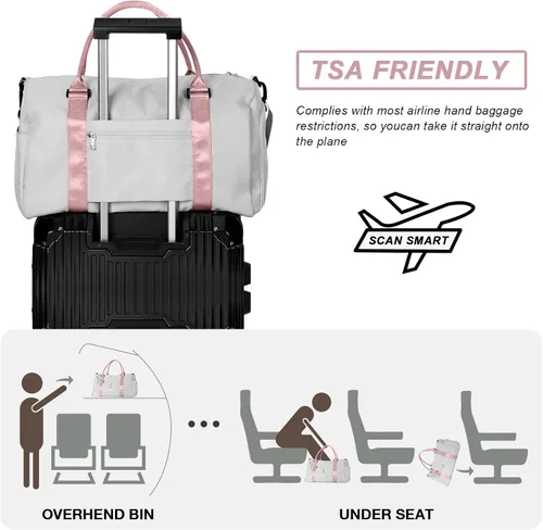 Vista 6 de Bolsas de lona deportivas para mujer, A-gret con mango rosa