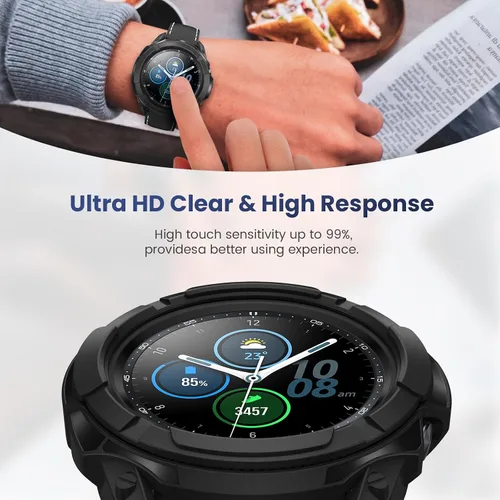 Vista 4 de Goton 3 en 1 Accesorios para Samsung Galaxy Watch 3 de 41 mm, 1 Carcasa de Armadura de TPU Resistente + 2 Películas Protectoras de Pantalla