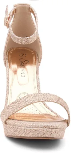 Vista 3 de Shoe Land Enlove - Sandalias de tacón alto con plataforma para mujer, puntera abierta, correa de tobillo, tacón grueso, zapatos de tacón grueso