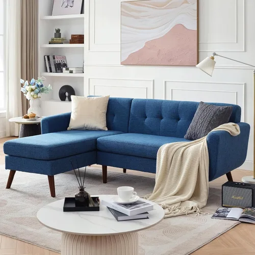 Vista 37 de Tbfit Sofá en Forma de L, Sofás Seccionales Modernos de Mediados de Siglo de 80" de Ancho, Sofás de 3 Plazas con Chaise Lounge Amplio, Sofá Beige