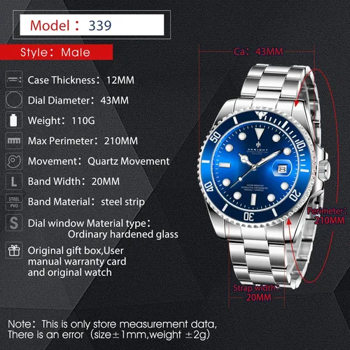 Vista 2 de BENYAR AKNIGHT Watches for Men, Waterproof Male Watch Luminous Chronograph Analog Quartz Movement Mens Watches, Stylish Men's Wrist Watch with