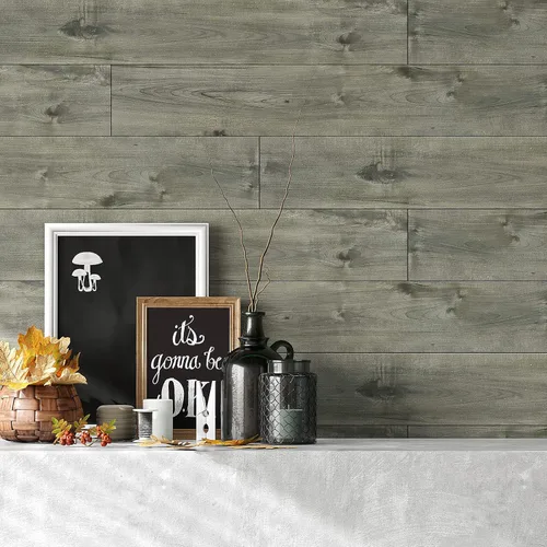 Vista 7 de VEELIKE Azulejos de madera de roble gris de 6 x 36 pulgadas, para despegar y pegar, tablones de vinilo de madera, autoadhesivos, suelos laminados