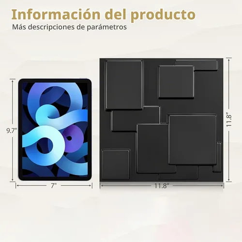 Vista 4 de Heikki Paquete de 30 paneles de pared 3D para decoración de pared interior, paneles de pared con textura de flores de PVC para sala de estar Negro-YJ