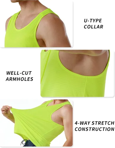 Vista 5 de CQC Camisetas sin mangas para hombre, gimnasio, entrenamiento, correr, secado rápido, camiseta sin mangas para playa, natación, muscular, atlética